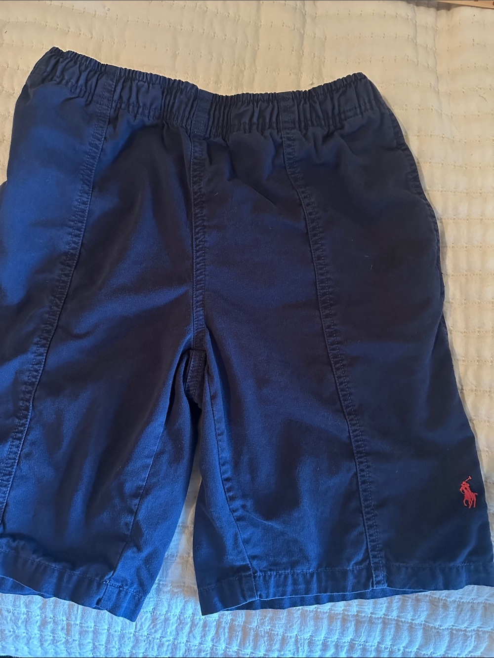 EUC Ralph Lauren Navy Blue Boys Cotton Elastic-Waist Shorts Small drawstring